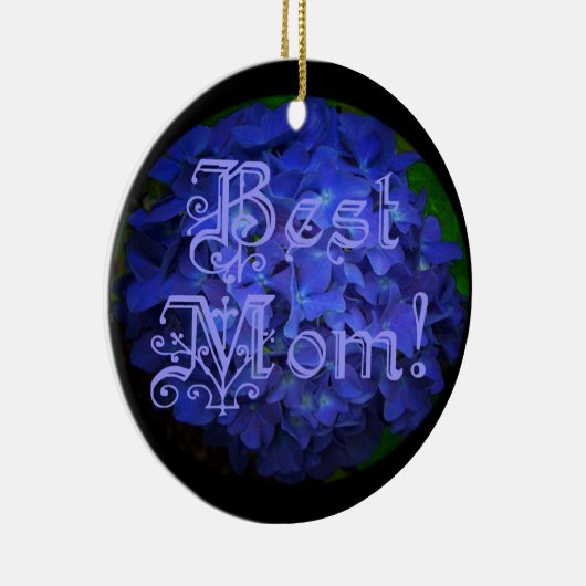 青最高の花の背景の母 セラミックオーナメント (右)