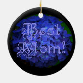 青最高の花の背景の母 セラミックオーナメント (裏面)