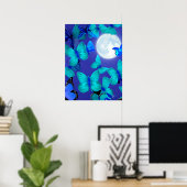 青月に照らされた空の深いと蛾 ポスター (ホームオフィス)