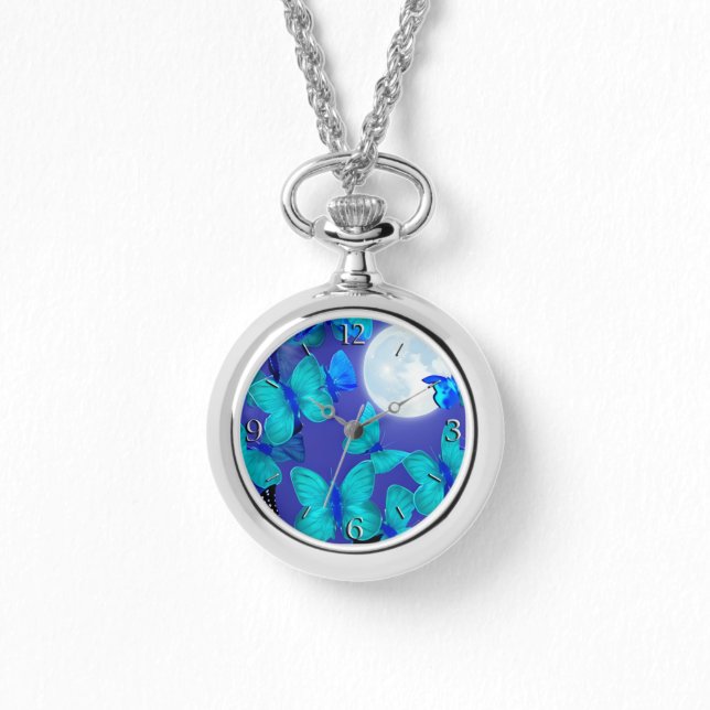 青月に照らされた空の深いと蛾 腕時計 (正面)