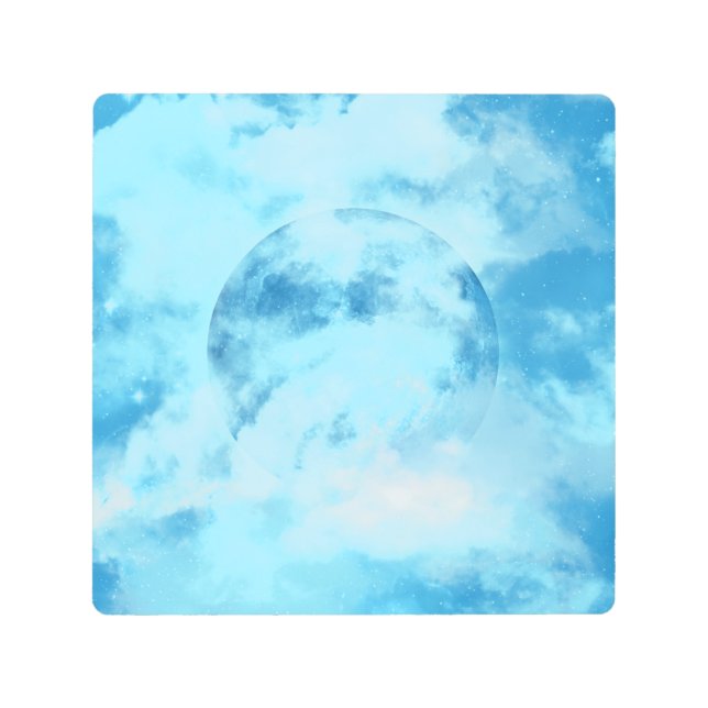 青月芸術的夜空 メタルプリント (正面)