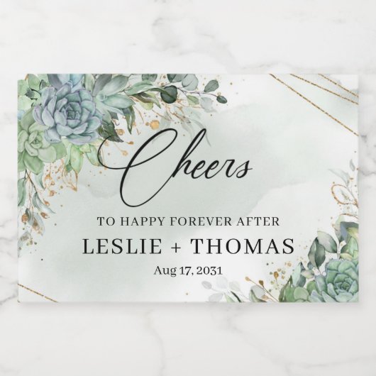 青木ユーカリの金ゴールド枠を多肉化する スパークリングワインラベル (シングルラベル)