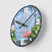 青木芸術品を気取ったテクスチャ上のピンクの花 ラウンド壁時計 (傾斜)