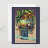 青本と真鍮の鐘ヴィンテージ新年 シーズンポストカード (正面/裏面)