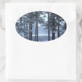 青松の木 – - 楕円形シール (バッグ)