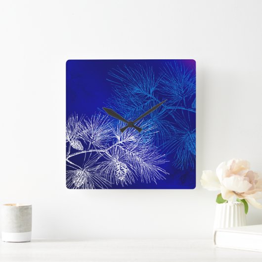 青松の模様の壁時計 スクエア壁時計 (ホーム)