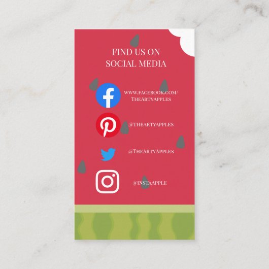 青果物店，スイカカフェの果物と野菜店 名刺 (裏面)