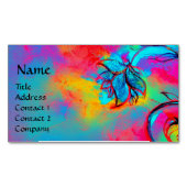 青桃色の黄色いお洒落花 マグネット名刺 (正面)