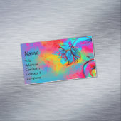 青桃色の黄色いお洒落花 マグネット名刺 (インサイチュ)