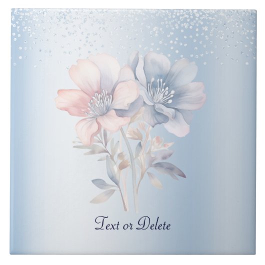 青桃花陶磁器タイル タイル (正面)