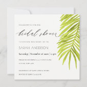 青椰子葉水彩ブライダルシャワー 招待状 (正面)