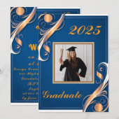 青橙白卒業式2025 招待状 (正面/裏面)