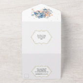 青橙色のタコのコーラルウォーターの色海 オールインワン招待状 (外側)