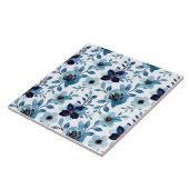 青橙色のフローラバラ模様の花 タイル (側面)