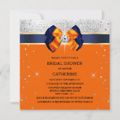 青橙銀の輝くリボン エレガントな輝き 招待状 (正面)