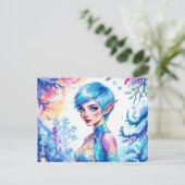 青毛小妖精や小人魔法氷雪林 ポストカード (スタンド正面)