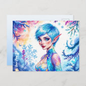 青毛小妖精や小人魔法氷雪林 ポストカード (正面/裏面)