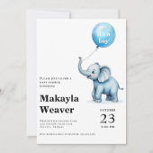 青気球のかわいいゾウの赤ちゃんシャワーだよ 招待状 (正面)