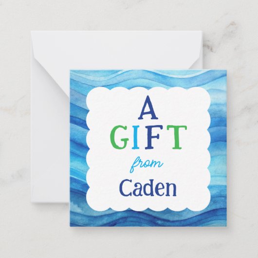 青水が男の子の囲いからの贈り物を彩る ノートカード (正面)