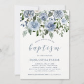 青水エレガント色|洗礼 招待状 (正面)
