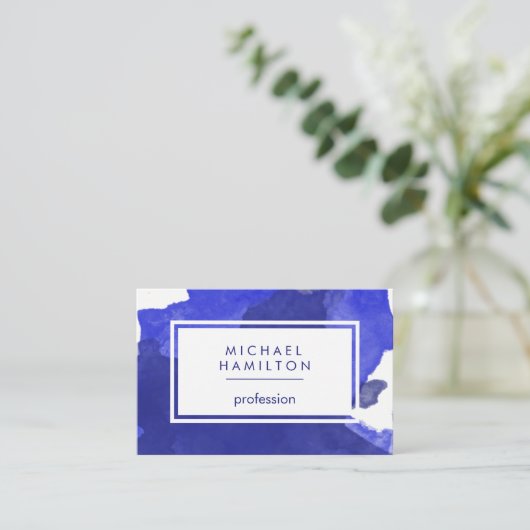 青水モダン色飛沫 名刺 (スタンド正面)