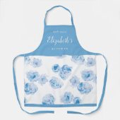 青水彩フローラパーソナライズされた料理 エプロン (正面)