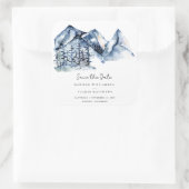 青水彩山岳 rustic ボーホー Save the Date スクエアシール (バッグ)