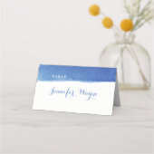 青水彩航海のビーチ結婚式座席表 プレイスカード (正面)