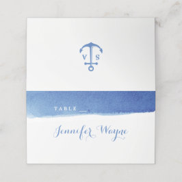 青水彩航海のビーチ結婚式座席表 プレイスカード