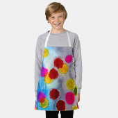 青水玉模様水彩抽象芸術 エプロン (着用した状態)