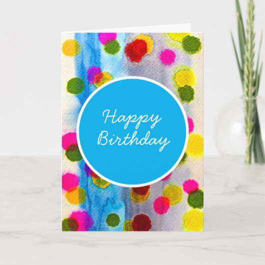 青水玉模様水彩抽象芸術 カード (正面)