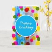 青水玉模様水彩抽象芸術 カード (黄色い花)