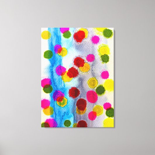 青水玉模様水彩抽象芸術 キャンバスプリント (正面)