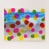 青水玉模様水彩抽象芸術 ジグソーパズル (横)