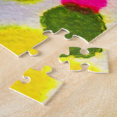 青水玉模様水彩抽象芸術 ジグソーパズル (側面)