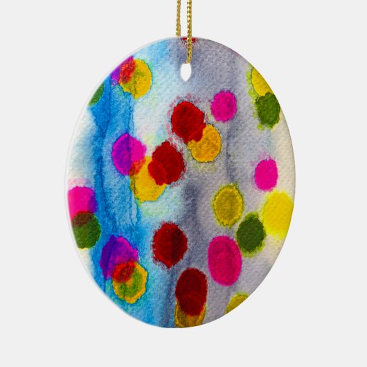 青水玉模様水彩抽象芸術 セラミックオーナメント (右)