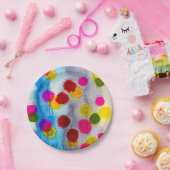 青水玉模様水彩抽象芸術 ペーパープレート (パーティー)