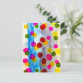 青水玉模様水彩抽象芸術 ポストカード (スタンド正面)