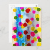 青水玉模様水彩抽象芸術 ポストカード (正面/裏面)