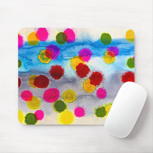 青水玉模様水彩抽象芸術 マウスパッド (マウス)
