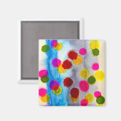 青水玉模様水彩抽象芸術 マグネット (正面/裏面)