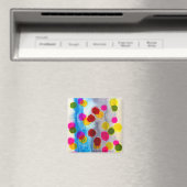 青水玉模様水彩抽象芸術 マグネット (インサイチュ (食洗機))