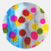 青水玉模様水彩抽象芸術 ラウンドシール (正面)