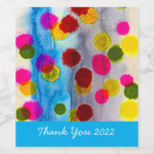 青水玉模様水彩抽象芸術 ワインラベル (シングルラベル)