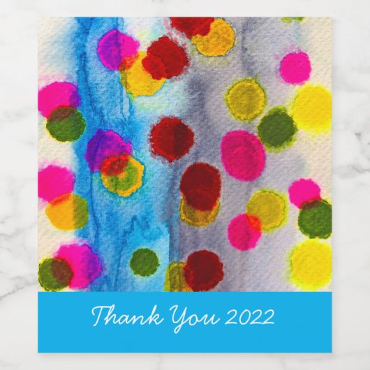 青水玉模様水彩抽象芸術 ワインラベル (シングルラベル)