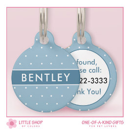 青水玉模様 パーソナライズされた ペット　ネームタグ