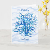 青水色の珊瑚のシルエット カード (黄色い花)