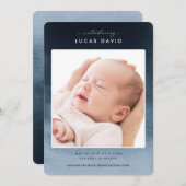 青水色グラデーション写真誕生のお知らせ 招待状 (正面/裏面)