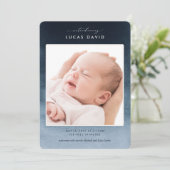 青水色グラデーション写真誕生のお知らせ 招待状 (スタンド正面)