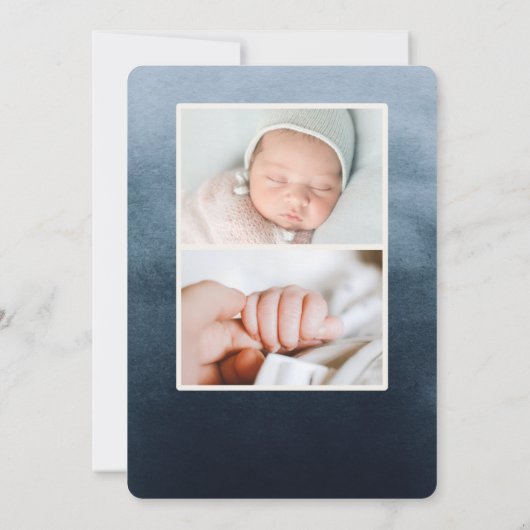 青水色グラデーション写真誕生のお知らせ 招待状 (裏面)